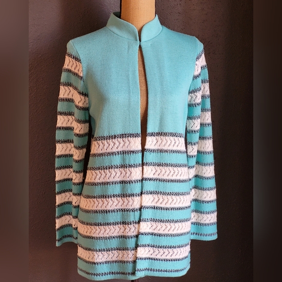 San Remo Sweaters - San Remo By Laura Knits vtg open cardigan small